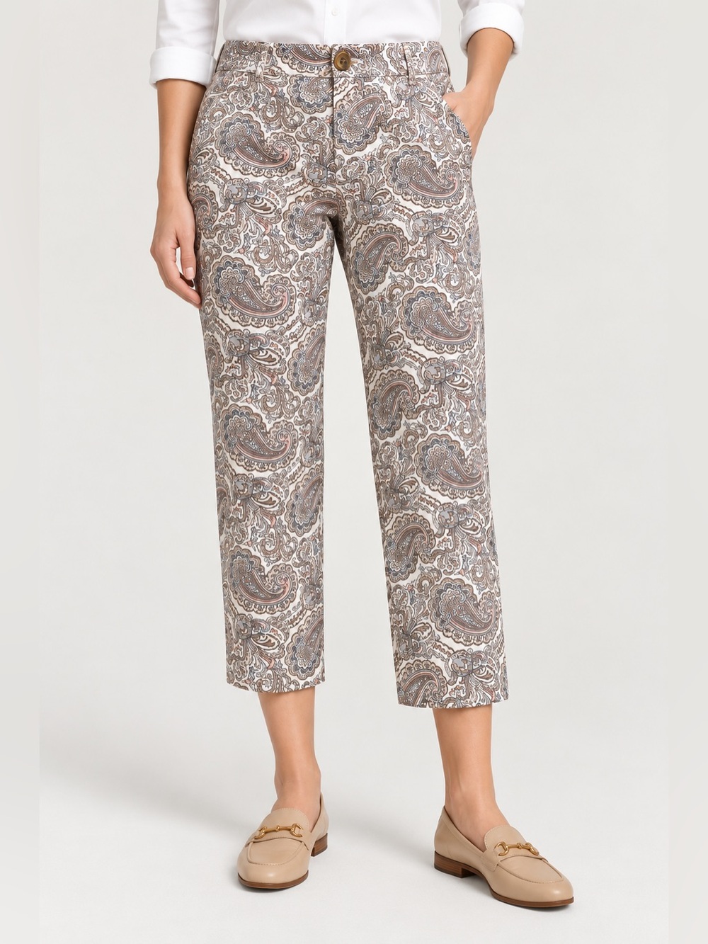 Talbots Paisley Crop Trousers in Taupe size 10